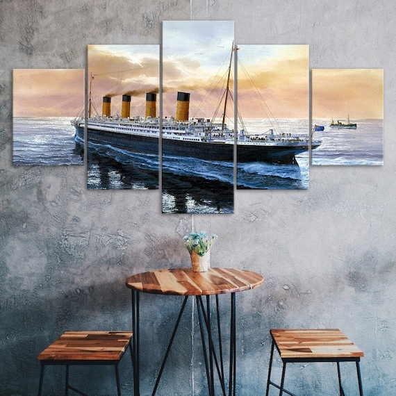 Ocean Cruise Ship Painting Scene Canvas 5 Piece Five Panel Etsy