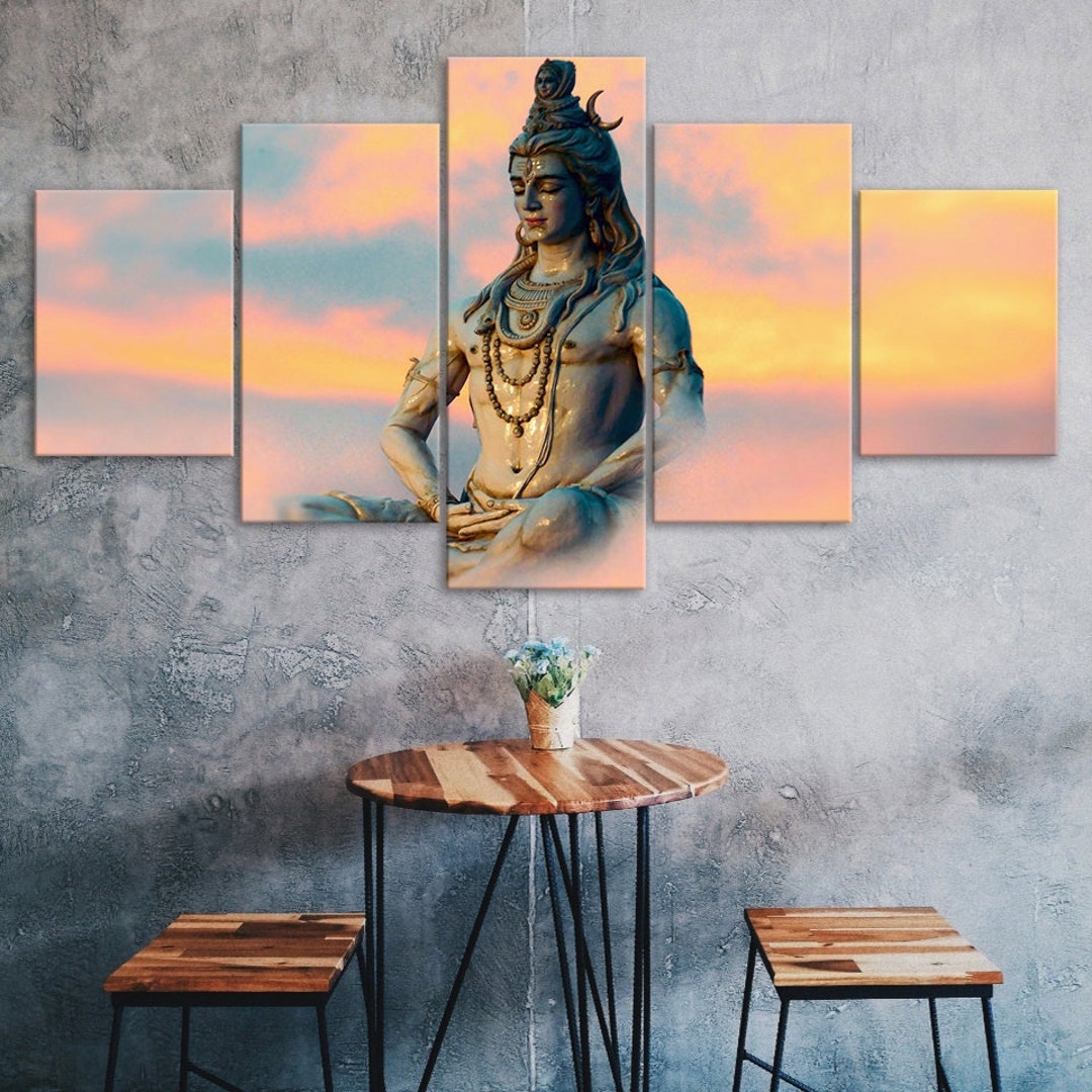 Lord Shiva 5 Piece Canvas Wall Art Hindu Spiritual God Five Panel Print ...