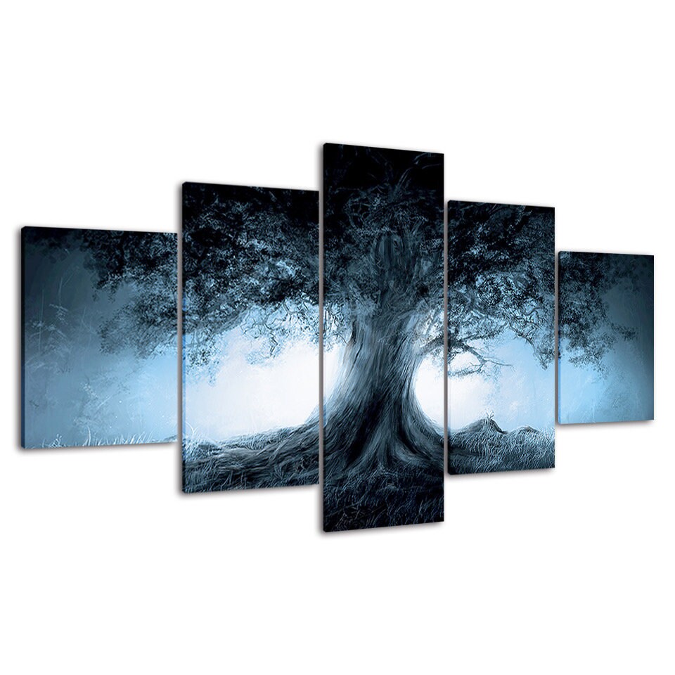 Dark Forest Fantasy Tree Shadow 5 Piece Five Panel Wall Canvas - Etsy