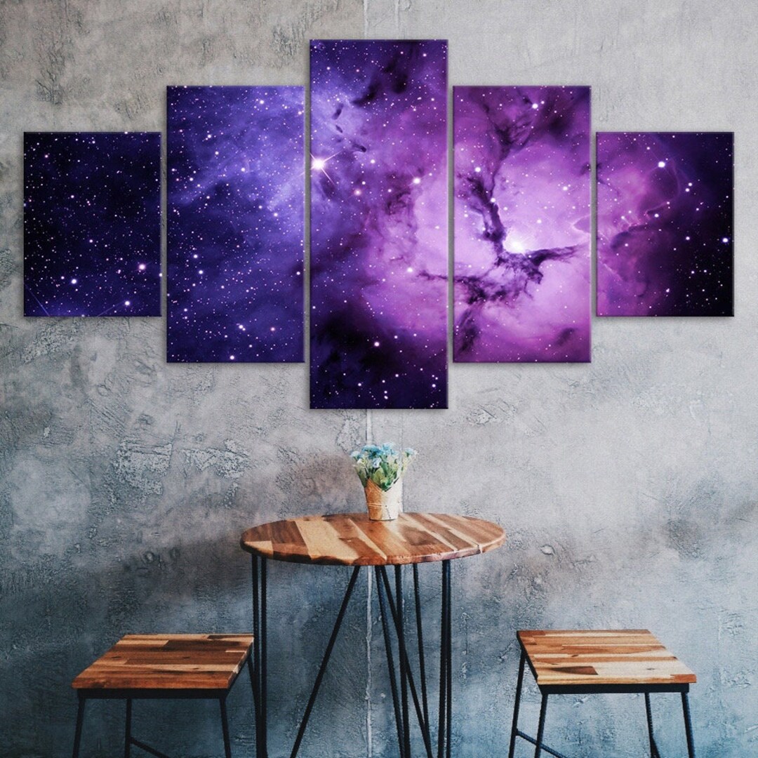 Cosmic Galaxy Nebula Canvas 5 Piece Five Panel Wall Print Modern Art ...