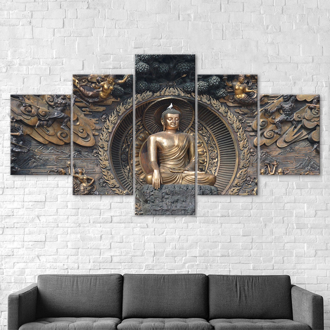 Buddha Statue Sculpture 5 Piece Five Panel Wall Canvas Print - Etsy