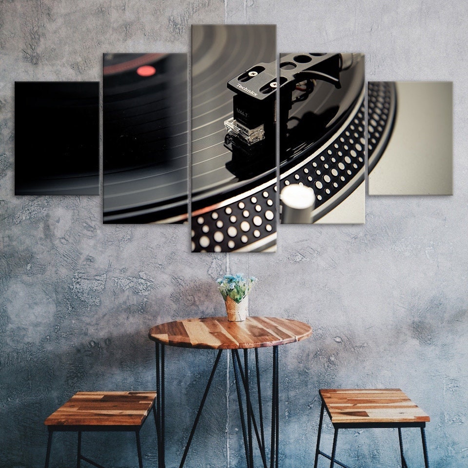 DJ Music Instrument Turntable 5 Piece Five Panel Canvas Print