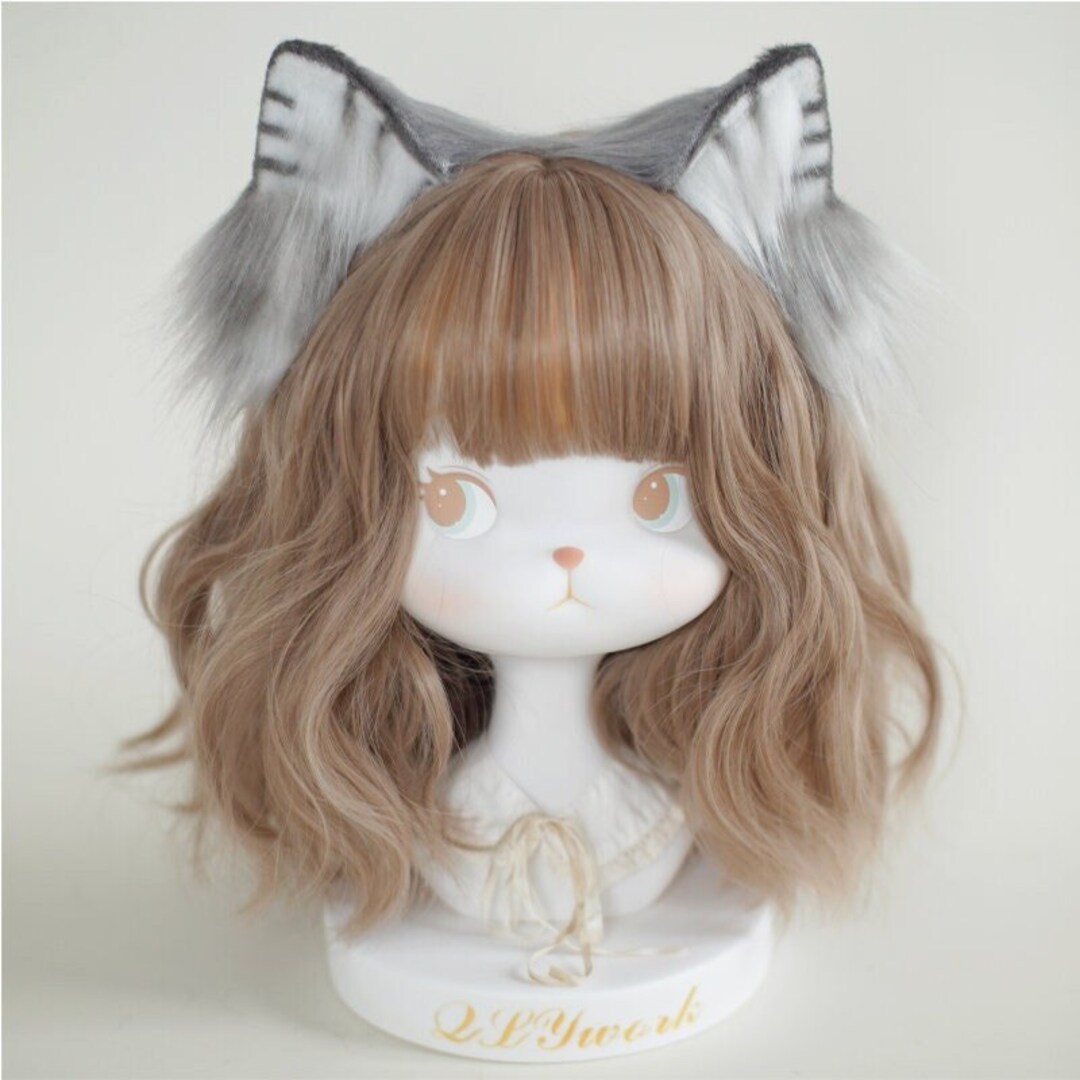 Realistic Grey Cat Ears and Tail Set,cat Ears Plush Toy,kitten Ears