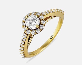Cubic Zirconia Ring, Diamond Ring, Diamond Solitaire Ring, Dainty Diamond Engagement Ring, Vintage Birthstone Ring,Promise Ring,Gift for Her