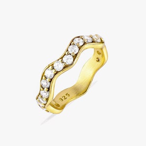 Gold Eternity Band, Dainty Stacking Ring, Diamond Band, Wedding Band, Minimalist Ring, Eternity Ring, Stackable Ring, Gift for Her, CZ Ring