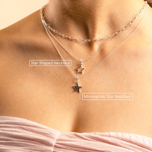 Gold Plated Star Pendant Necklace – Dainty Minimalist Necklace for Women, Celestial Charm Jewelry, Gift For Her, 925 Silver Star Necklace