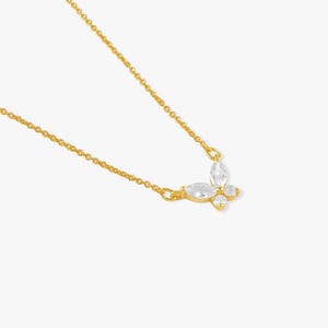 Gold Butterfly Pendant Necklace – Dainty Marquise Cut Butterfly Necklace – CZ Butterfly Jewelry – Minimalist Gold-Plated Necklace for Women