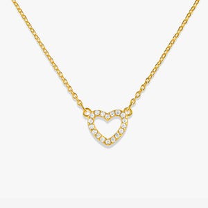 Diamond Heart Necklace, Pave Crystal Necklace, Diamond Necklace, Heart Necklace, Dainty Love Necklace, Valentines Day Gift, Gift for Her