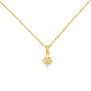 Diamond North Star Necklace, Star Charm Starburst Pendant, Celestial Star Pendant Necklace, Gold Dainty Necklace,Christmas Gift,Gift for Her