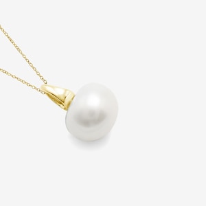 Gold Pearl Drop Necklace – Minimalist Pearl Pendant, Dainty Gold Chain, Bridal Jewelry, Wedding Necklace, Classic Anniversary Gift for Her