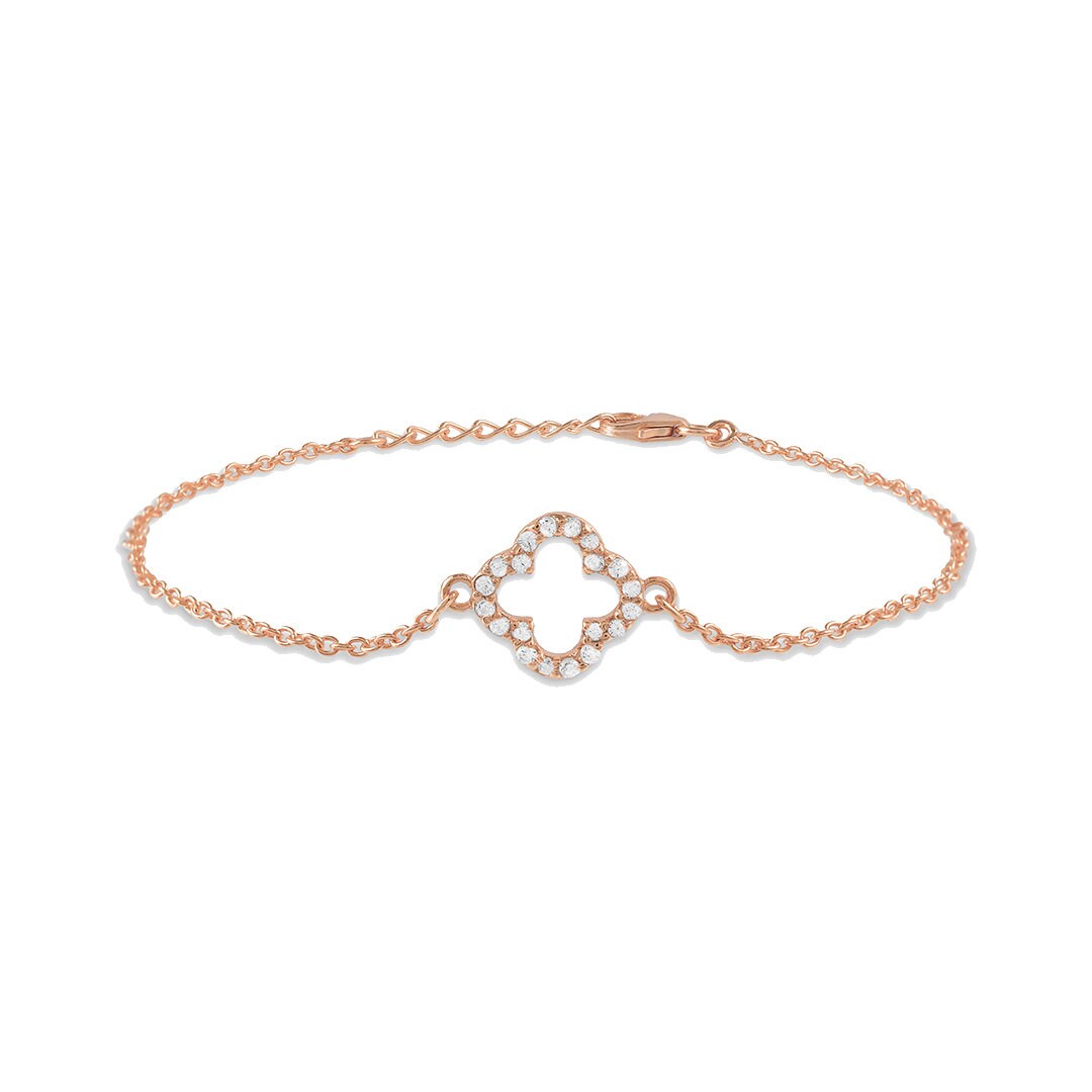 Diamond Clover Bracelet, Gold Diamond Bracelet, Minimalist Diamond ...