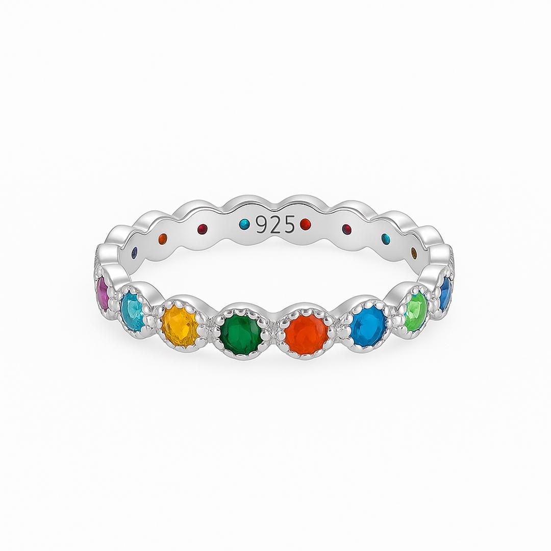 Infinity Ring Colorful Colorful Multi-gemstone Eternity Ring, Sterling Silver Rainbow Band ...
