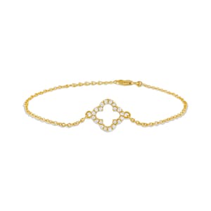 Diamond Clover Bracelet, Gold Diamond Bracelet, Minimalist Diamond Bracelets for Women, CZ Bracelet, Gift for Her, Valentine&#39;s Day Gifts