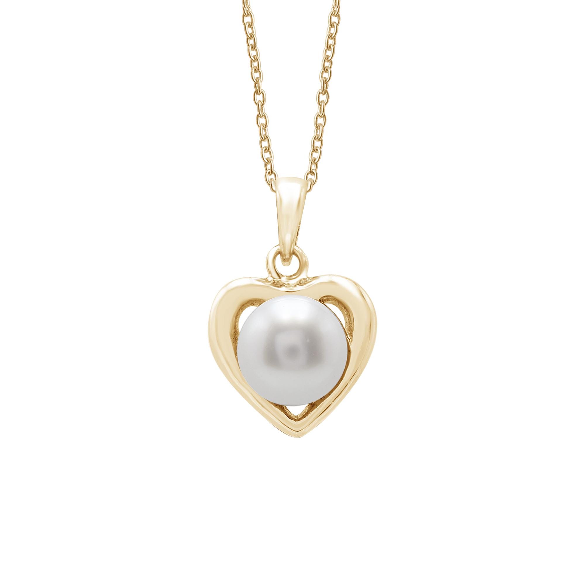 Gold Heart Pearl Pendant Necklace - Dainty 18k Gold Plated Necklace - Minimalist Pearl Jewelry - Elegant Gift for Her - Mother's Day Jewelry