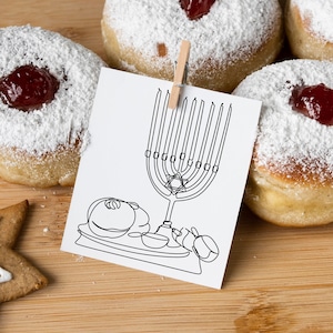 Hannukah Line Art, One Line Hannukah, Hannukah SVG & PNG Clipart, Menorah Art, Fête juive Svg, Étoile de David Line Art, Art juif religieux