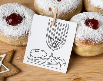 Hannukah Line Art, One Line Hannukah, Hannukah SVG & PNG Clipart, Menorah Art, Jewish Holiday Svg, Star of David Line Art, Religious Jew Art