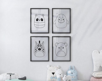 Safari Animal Set of 10 Squishmallow Clipart Bundle | PNG SVG JPG (Digital Download)