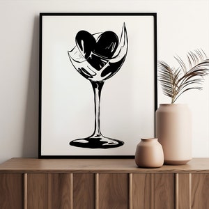 Glasherz | Künstlerische druckbare | Tuschezeichnung Herz Poster | Minimale Wandkunst | Sofort Download Romantisches Geschenk | + SVG & PNG Clipart