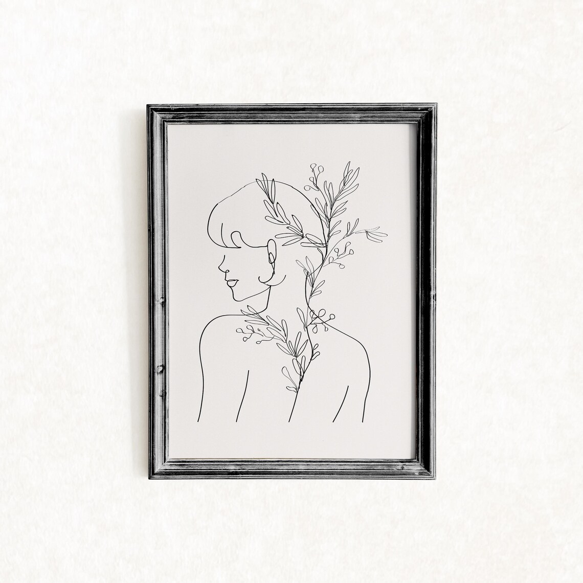 Botanical Woman Line Art Print | Minimalist Wall Art Digital Download ...