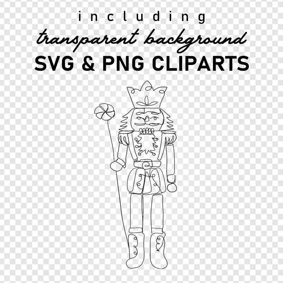 Nutcracker Line Art, Christmas Nutcracker Print, Nutcracker PNG & SVG Clipart, Digital Download