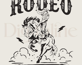 Western Rodeo Design PNG - Retro Cowboy Graphic for Sublimation, Vintage Cowgirl Cowboy Png, Rodeo Printable, transparent Png & Svg digital