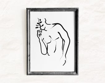 Man Body Line Art, Minimalist Abstract Male, Male Silhouette, Line Drawing Man Body, Men Ink Paint, Masculine Line Art, Printable Wall Decor