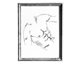 Sensual Male Body Line Art Print: Minimalist Gay Queer Art, Mens Body One Line Drawing, Man Black Line Art, Digital Gay Art, Gay Pose Art