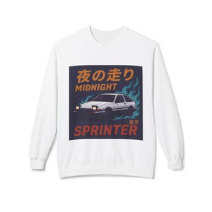 Trueno-sweater AE86 | Hachi-roku Drift Car JDM-kleding | Midnight Sprinter met ronde hals
