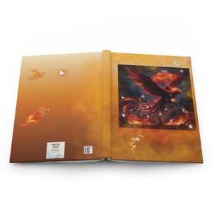 Fiery Phoenix Hardcover Golden Journal Fire Bird Lined Notebook