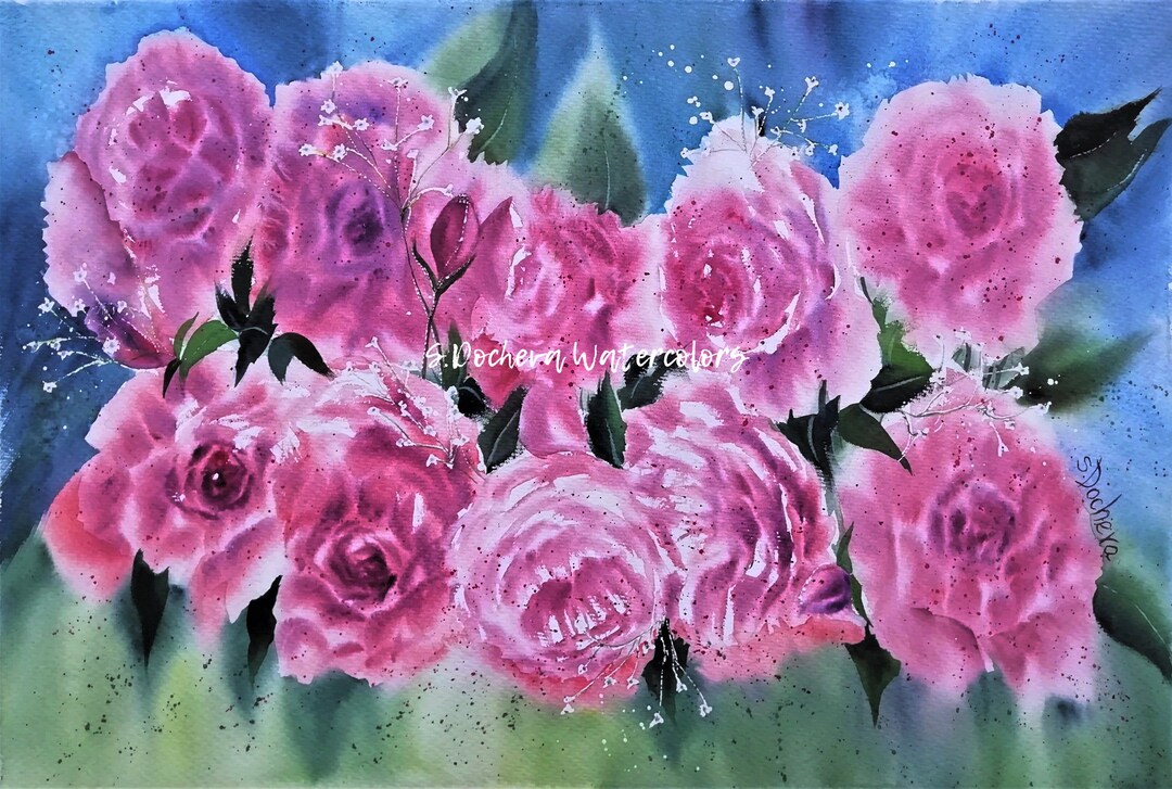 Digital Download Watercolor Roses Art | Printable Floral Home Decor ...