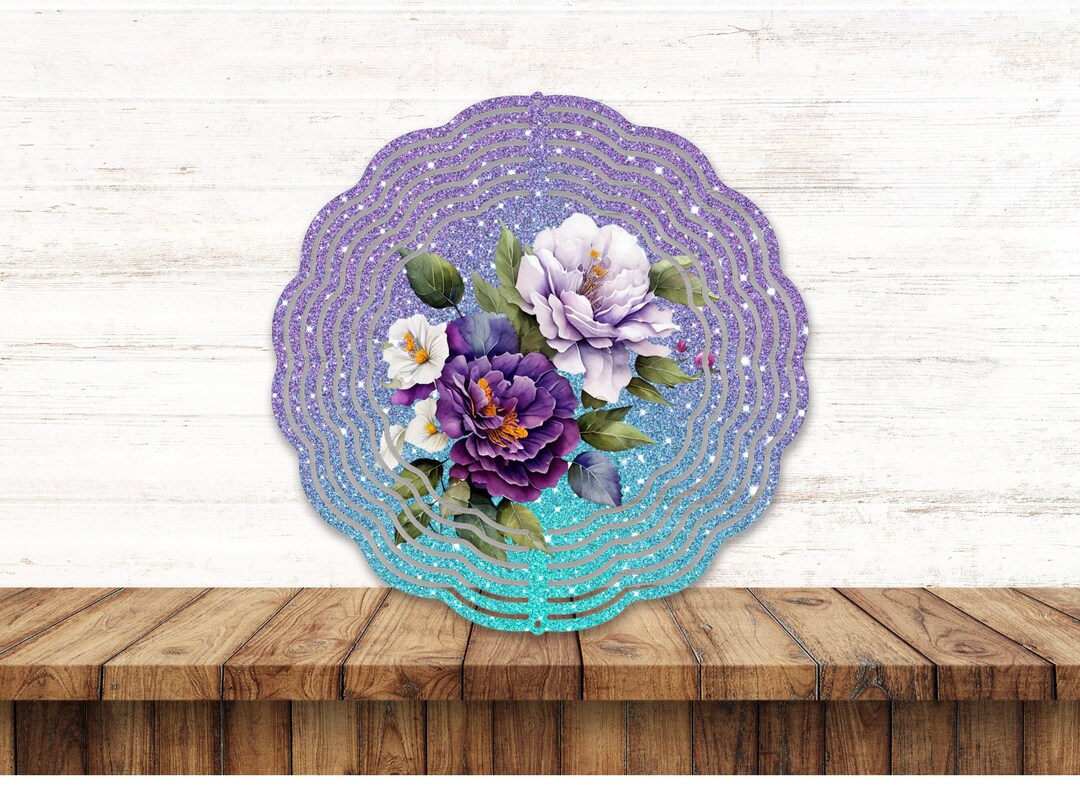 10in. Purple Flower Wind Spinner Digital Download Etsy
