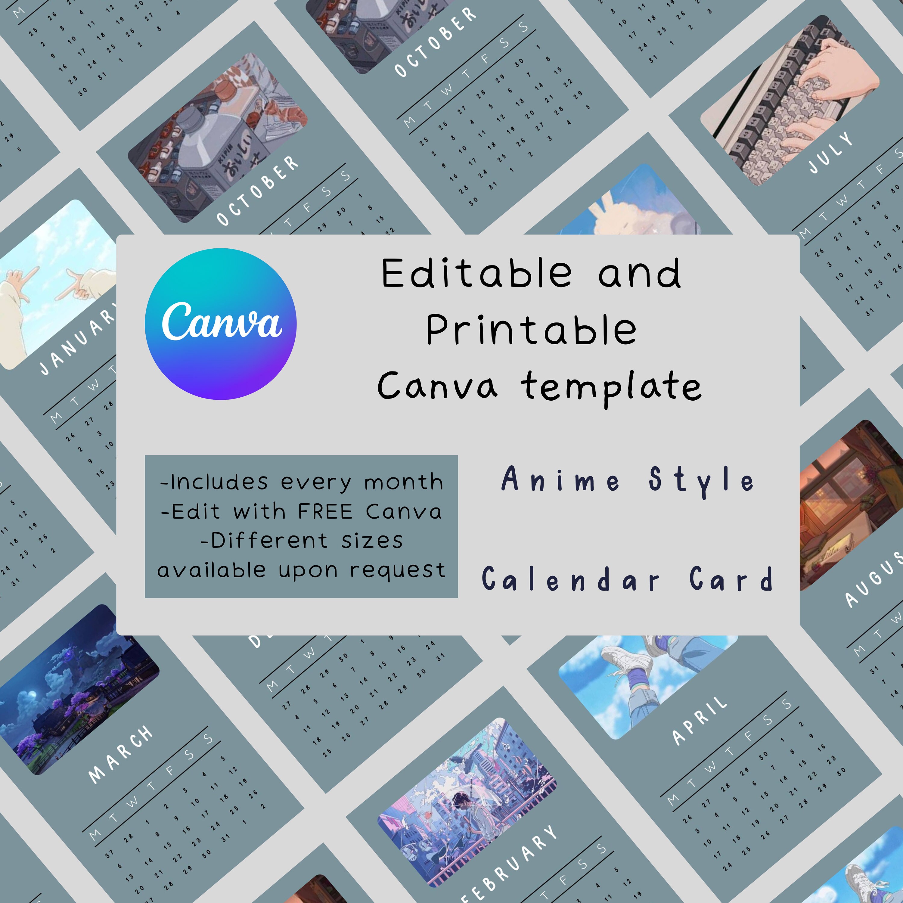 Printable 2023 Calendar Card 3x5 In Editable in Canva Calendar Template ...