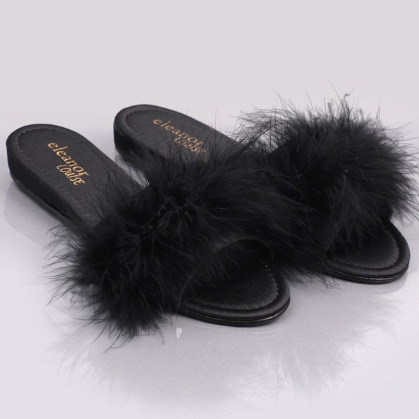 Feather Slippers, Marabou Slippers, Trendy Bride Slippers, Bridal Slippers, Feather Sandals, Boudoir Slippers, Wedding Gifts For Women