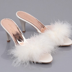 Feather Slippers, Bridal Slippers, Feather Sandals, Marabou Slippers, Women's Boudoir Slippers, Wedding Slippers, Bride Slippers, Bride Gift