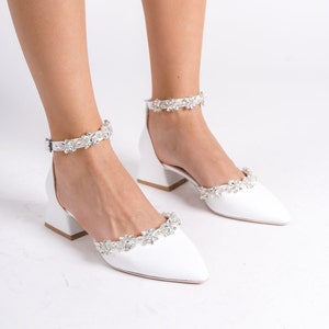 White Low Heels, Bride Shoes, Bridal Shoes, Bridal Heels, Bridal Flats, Block Heels, Evening Shoes