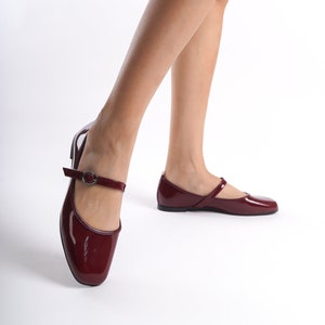 Cherry Red Mary Janes, Burgundy Mary Jane Shoes, Cherry Red Patent Leather Mary Jane Shoes, Mary Jane Pumps, Women's Vintage Shoes