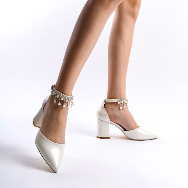 ivory shoes mid heel