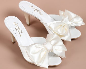 Buy Satin Bride Slippers, Bride Slippers, Bow Tie Bride Slippers