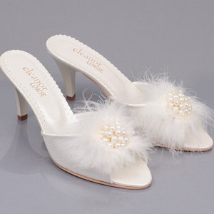 Feather Slippers, Bridal Slippers, Feather Heels, Marabou Slippers, Women's Boudoir Slippers, Wedding Slippers, Bride Slippers, Bride Gift