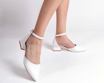 White Low Heels, Bride Shoes, Bridal Shoes, Bridal Heels, Bride Heels, Block Heels, Evening Shoes