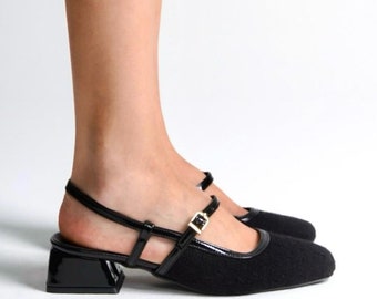 Ballerines Mary Jane Pour Femme - Noir élégant - Tissu Doux Respirant - Semelle Antidérapante - Confort Parfait été