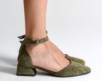 Sage Green Suede Shoes, Green Wedding Shoes, Sage Green Shoes, Green Low Heels, Green Suede Heels, Green Bridal Shoes, Green Block Heels