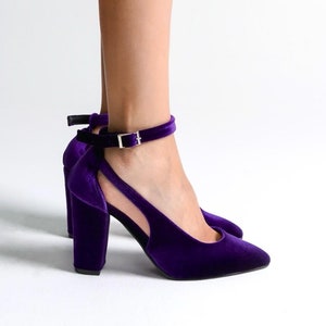 Dark purple block heels outlet
