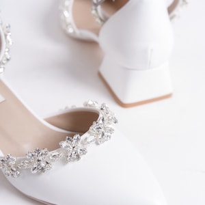 White Low Heels, Bride Shoes, Bridal Shoes, Bridal Heels, Bridal Flats, Block Heels, Evening Shoes image 6