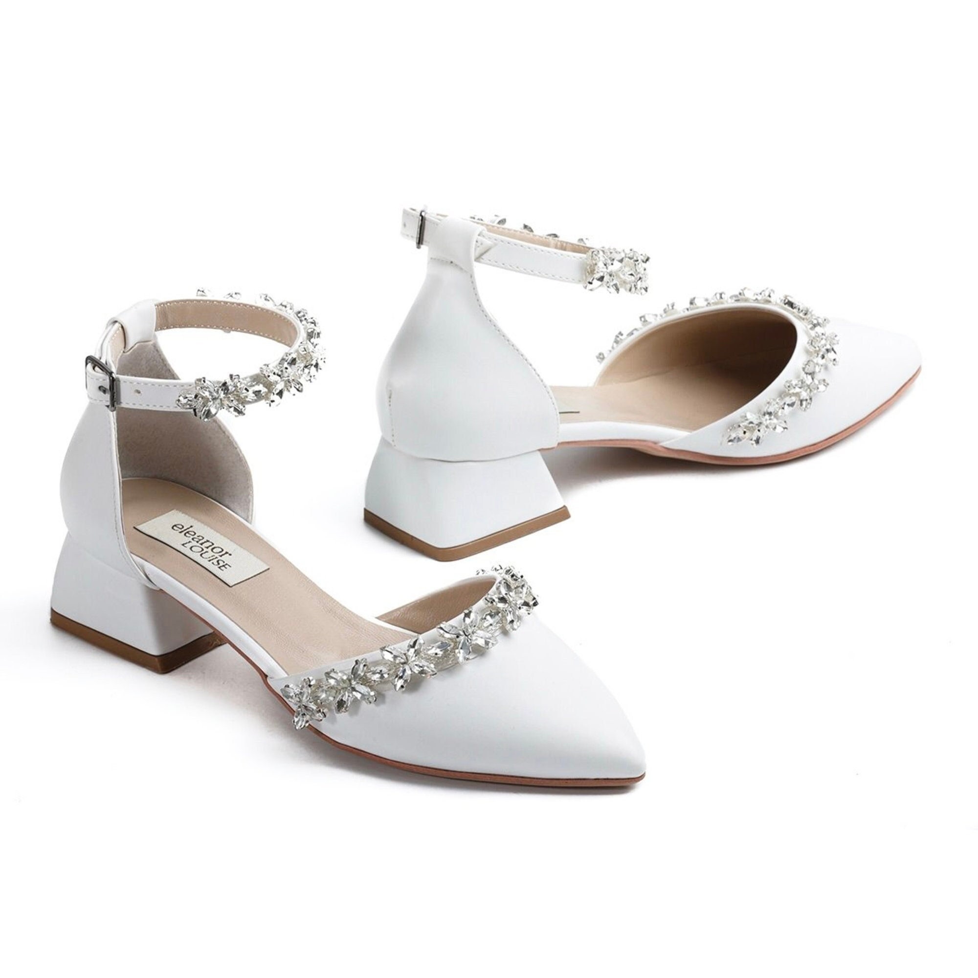 white bridal heels designer