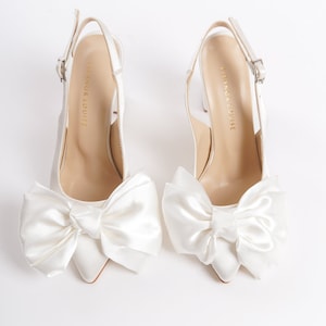 Chaussures De Mariée Nœud Papillon, Chaussures De Mariée, Chaussures De Mariage, Talons Avec Bride Cheville, Talons Hauts Pour Femme, Chaussures De Soirée, Talons Bloc Pour Mariage image 6