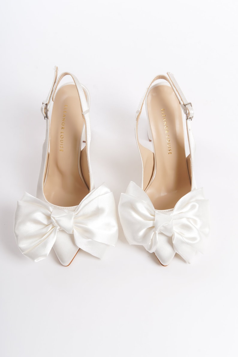 Chaussures De Mariée Nœud Papillon, Chaussures De Mariée, Chaussures De Mariage, Talons Avec Bride Cheville, Talons Hauts Pour Femme, Chaussures De Soirée, Talons Bloc Pour Mariage image 6