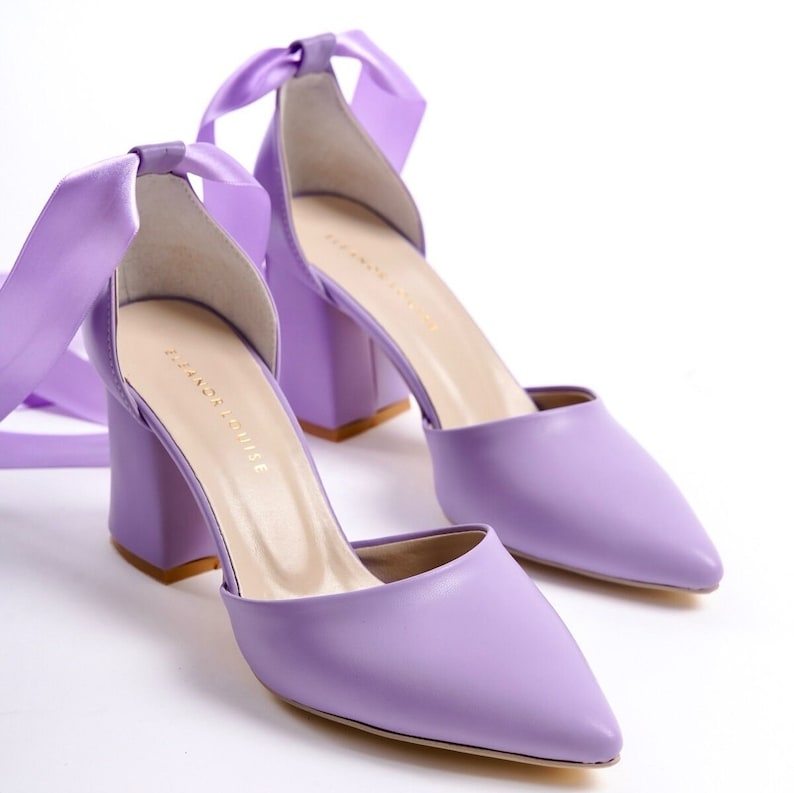 Lilac High Heels, Lavender Wedding Shoes, Lilac Bridal Shoes, Lilac Wedding Shoes, Lavender High Heels, Lilac Block Heels, Ankle Strap Heels image 8