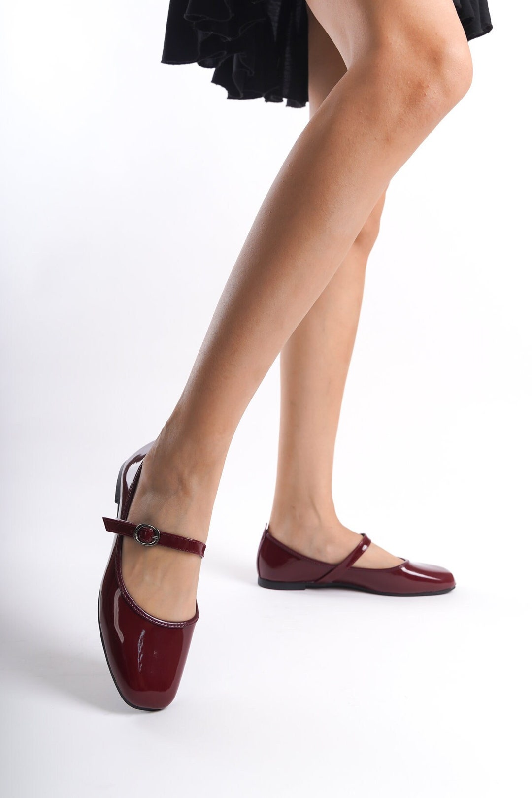 Cherry-Patterned Mary Jane Flats
