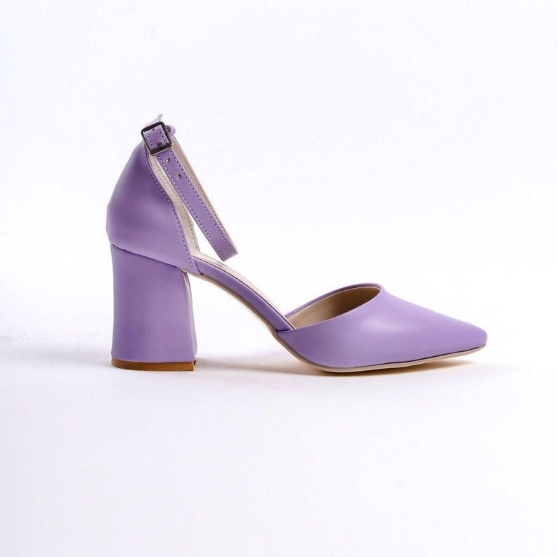 Lilac High Heels, Lavender Wedding Shoes, Lilac Bridal Shoes, Lilac Wedding Shoes, Lavender High Heels, Lilac Block Heels, Ankle Strap Heels image 9